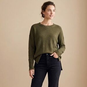 J. Crew Wool Blend Dark Olive Crew Neck Sweater | Size 8
